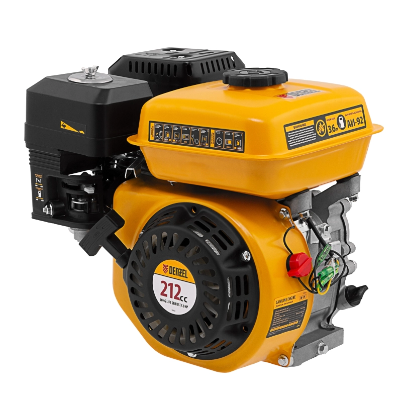 Двигатель бензиновый RX-17K, 7 л.с., 212 см3, горизонтальный вал шпонка 19 мм Denzel (95101)