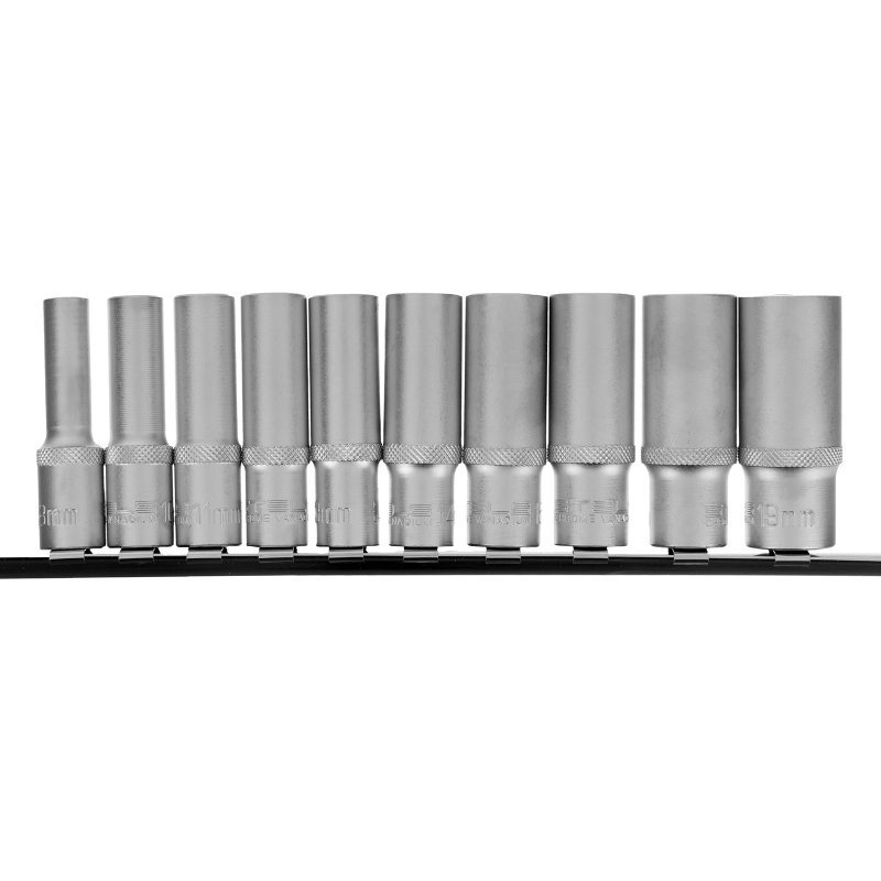 Набор удлиненных торцевых головок 3/8, шестигранные, CrV, 10 шт, 8-19 мм Stels (13604)