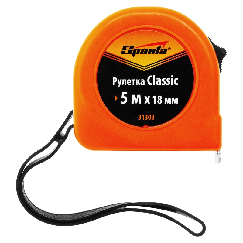 Рулетка Classic,5 м х 18 мм,пластиковый корпус Sparta (31303)
