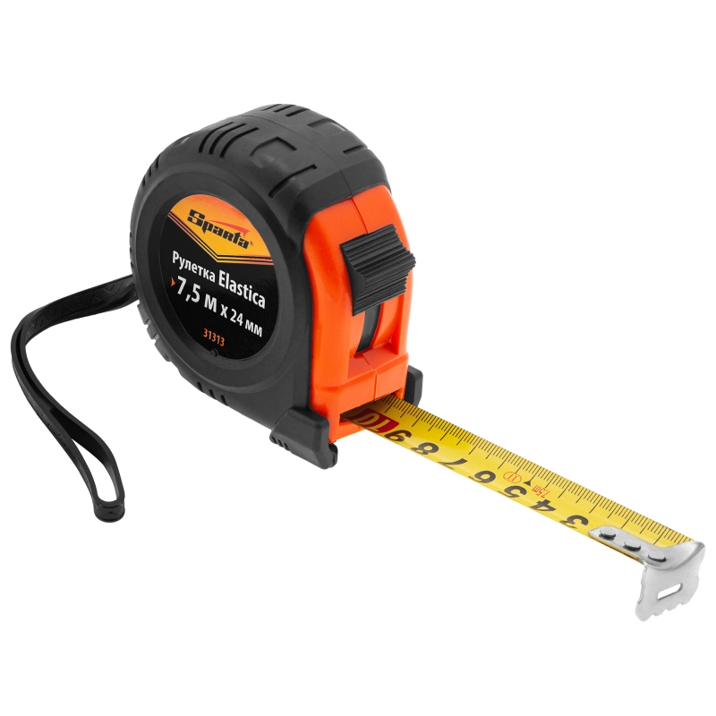 Рулетка Elastica,7,5 м х 24 мм,обрезиненный корпус Sparta (31313)