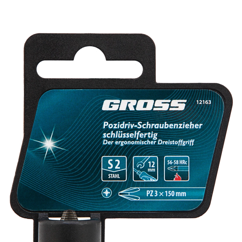 Отвертка PZ3 x 150 мм, S2, трехкомпонентная ручка Gross (12163)