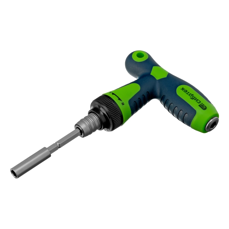 Отвертка Т-образная реверсивная с набором бит, торцевых головок, 33 предмета, CrV Сибртех (13382)