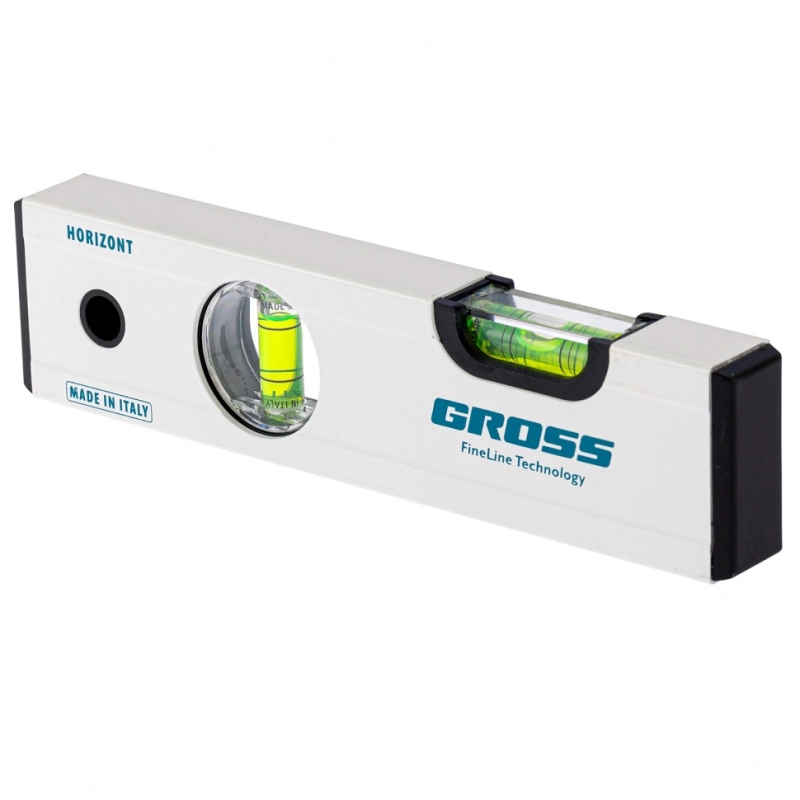 Уровень алюминиевый, 200 мм, фрезерованный, 2 глазка, магнитный Gross (33669)