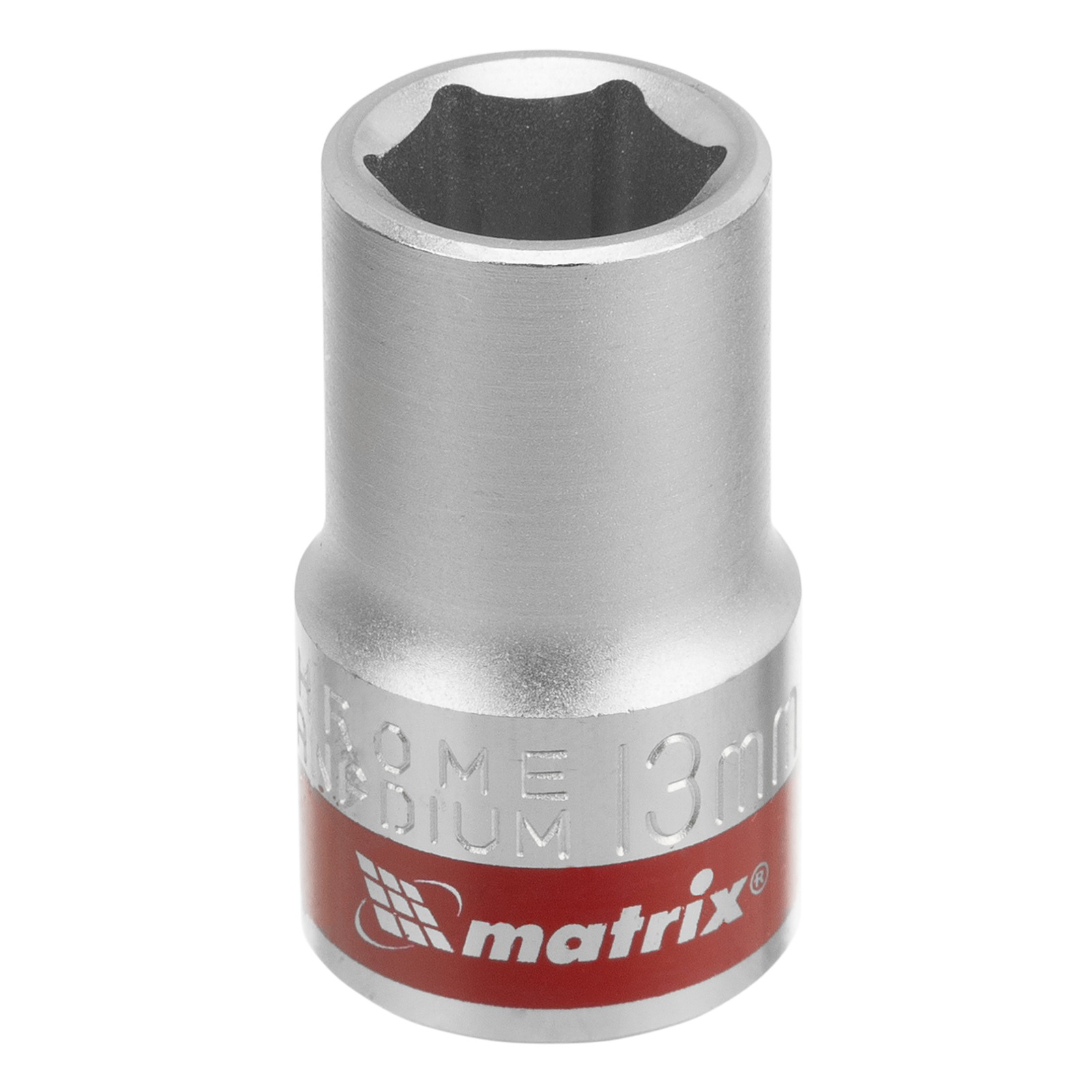 Головка торцевая, 13 мм, шестигранная, CrV, под квадрат 1/2, хромированная Matrix (13113)