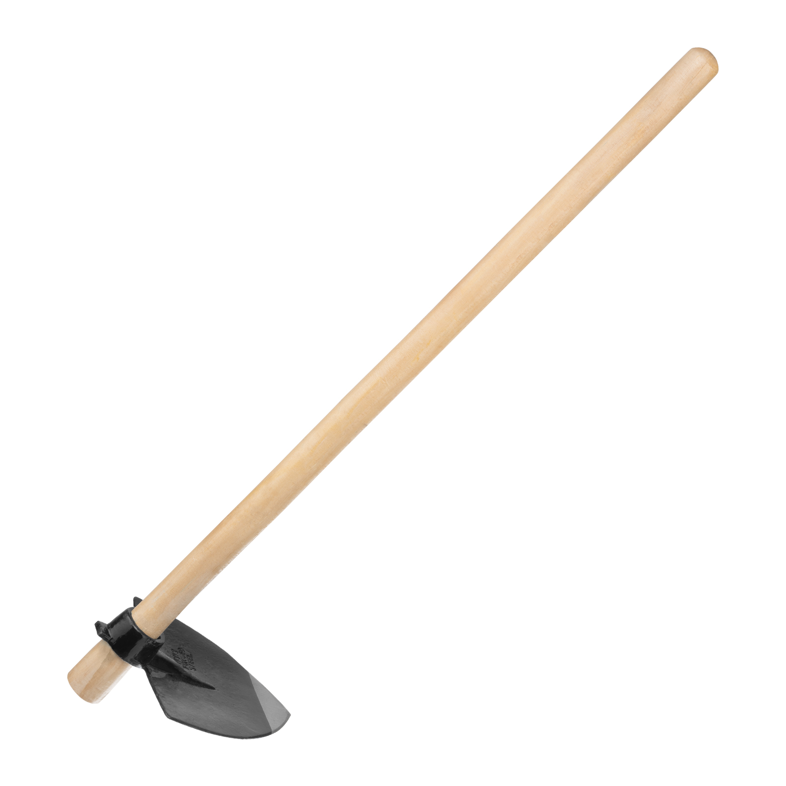 Кетмень остроконечный, 190 х 240 х 900 мм, цельнокованый, деревянный лакированный черенок, Сибртех (62369)