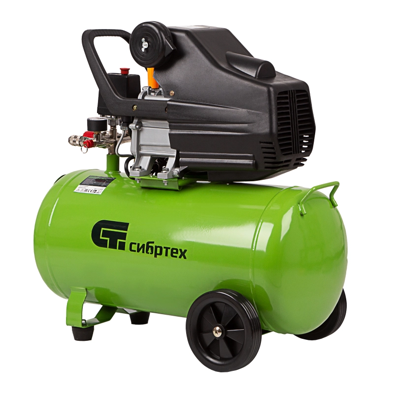 Компрессор воздушный КК-1500/50, 1.5 кВт, 198 л/мин, 50 л, прямой привод, масляный Сибртех (58039)