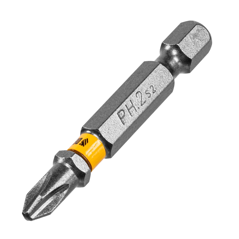 Бита PH2х50, сталь легированная S2, 20 шт., пластиковая коробка, , Е 6,3 Denzel (11681)