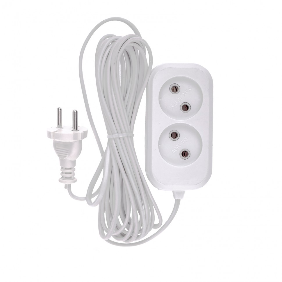 Удлинитель бытовой, без заземления, 5 м, 2 розетки, 6 А, серия УХ6 Denzel (95922)