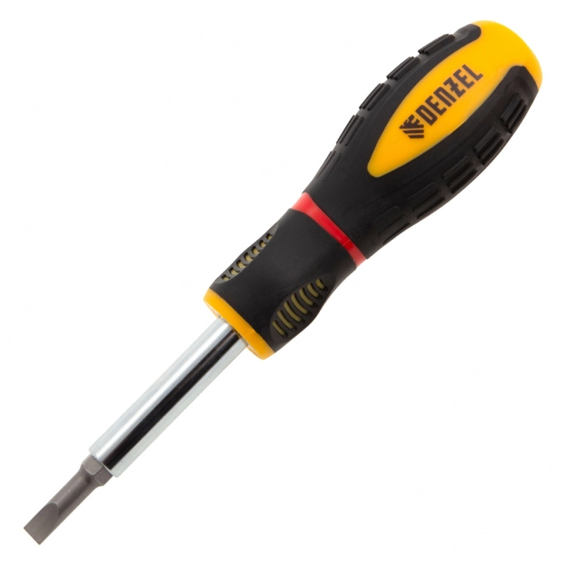 Отвертка комбинированная, SL3/16"-PH1, SL1/4"-PH2, 3-х компонентная рукоятка Denzel (7713381)