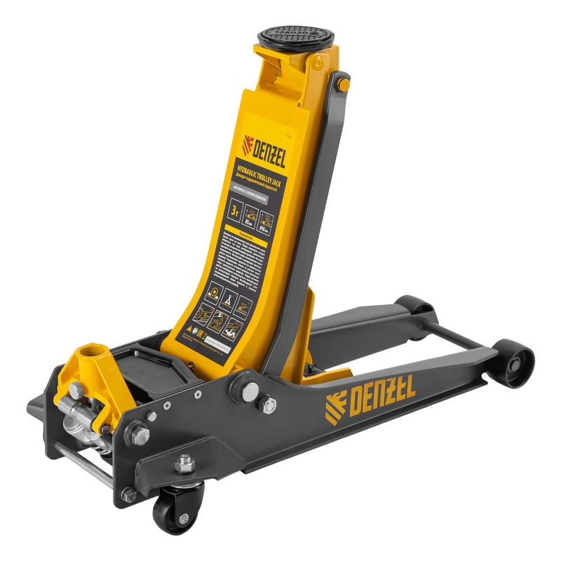 Домкрат гидравлический подкатной, 3 т, 85-610 мм, быстрый подъем, низ. подхват, проф, SUV Denzel (51271)