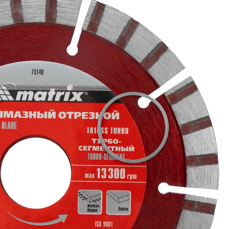 Диск алмазный, отрезной Турбо-сегментный, 115 х 22.2 мм, сухая резка Matrix Professional (73140)