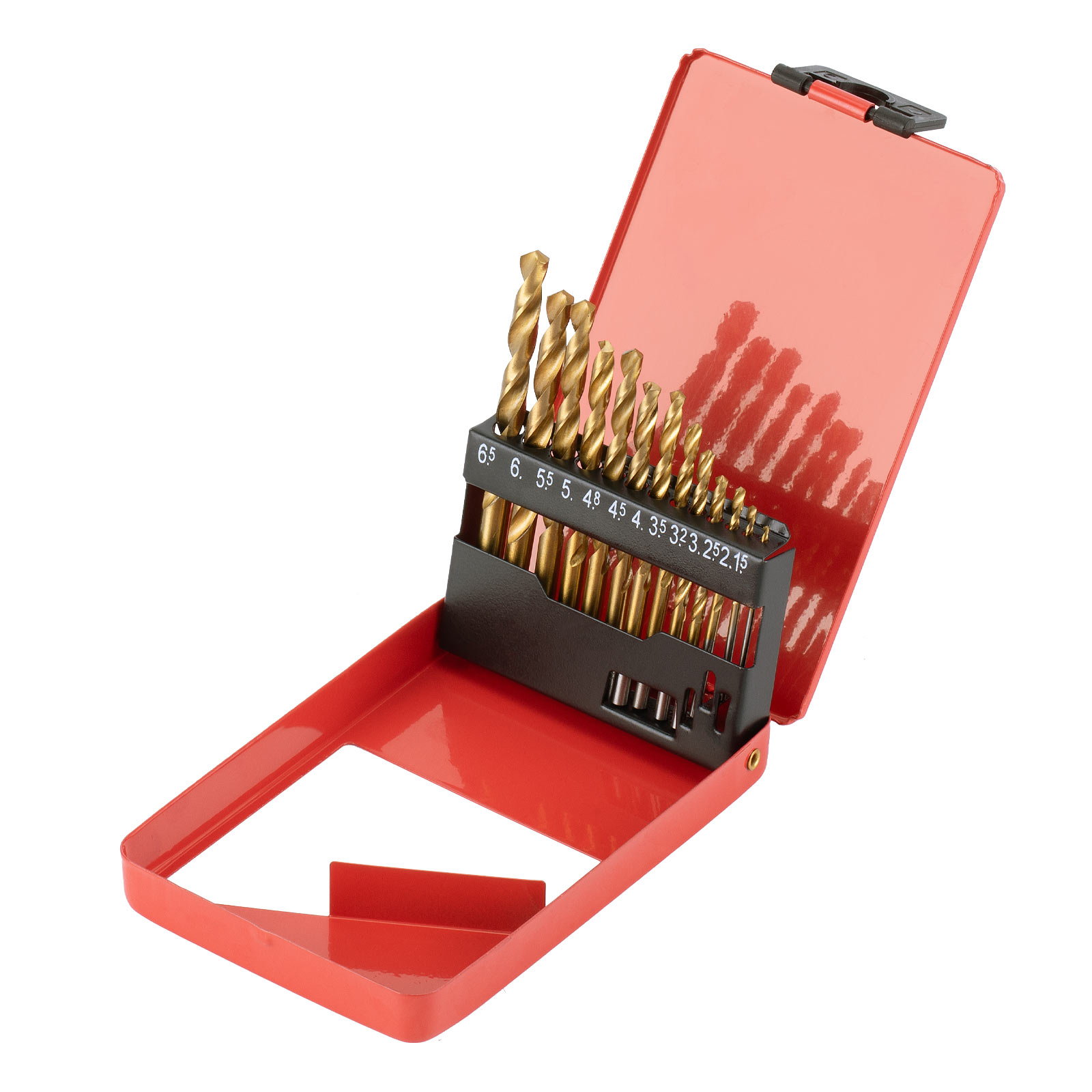 Набор нитридтитан. сверл по металлу, 1.5-6.5 мм (через 0.5 мм+3.2мм 4.8 мм) НSS 13 шт Matrix (72386)