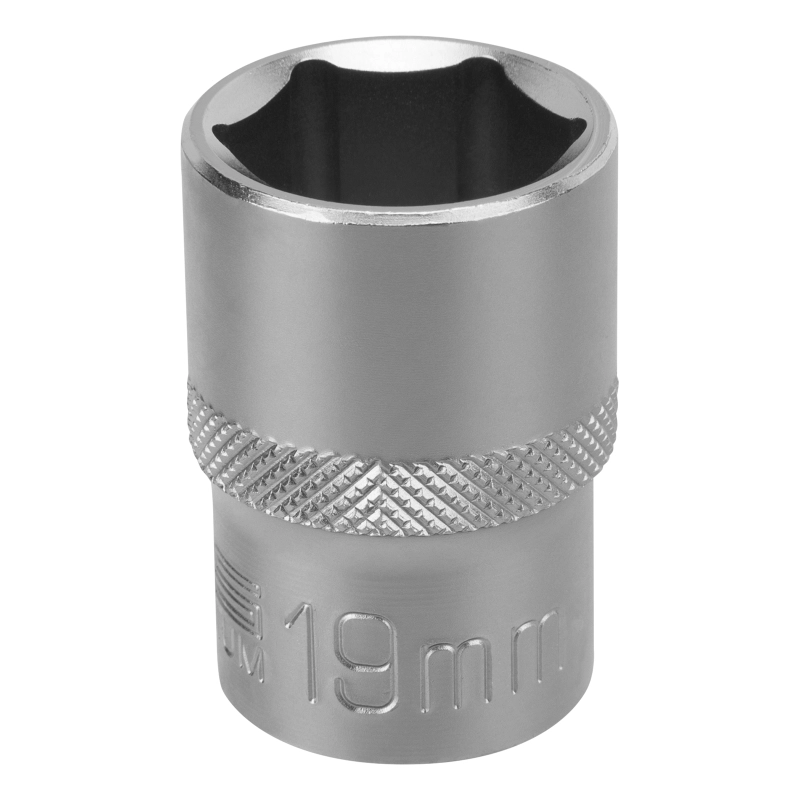 Головка торцевая, 19 мм, шестигранная, CrV, под квадрат 1/2 Stels (13830)