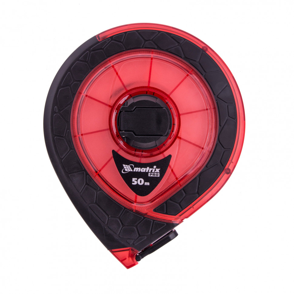 Рулетка геодезическая 50 м х 15 мм, закрытый корпус, фибергласовая лента, двусторонняя шкала, Pro Matrix (31272)