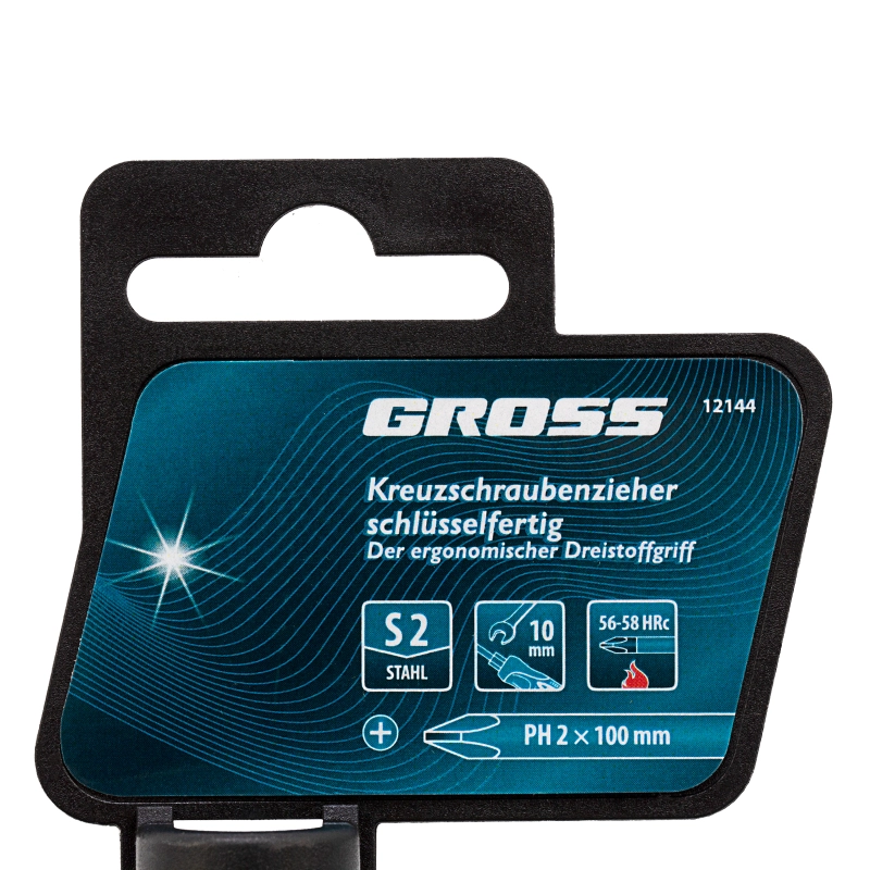 Отвертка PH2 x 100 мм, S2, трехкомпонентная ручка Gross (12144)