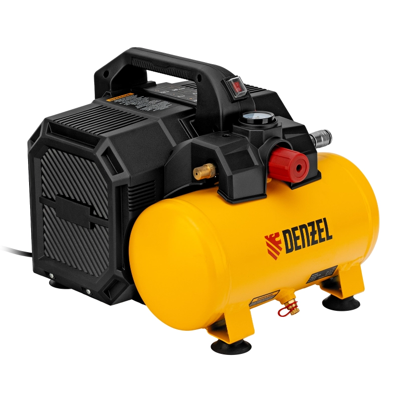 Компрессор  DLS750/6 безмасляный малошумный 750 Вт, 140 л/мин,ресивер 6 л Denzel (58019)