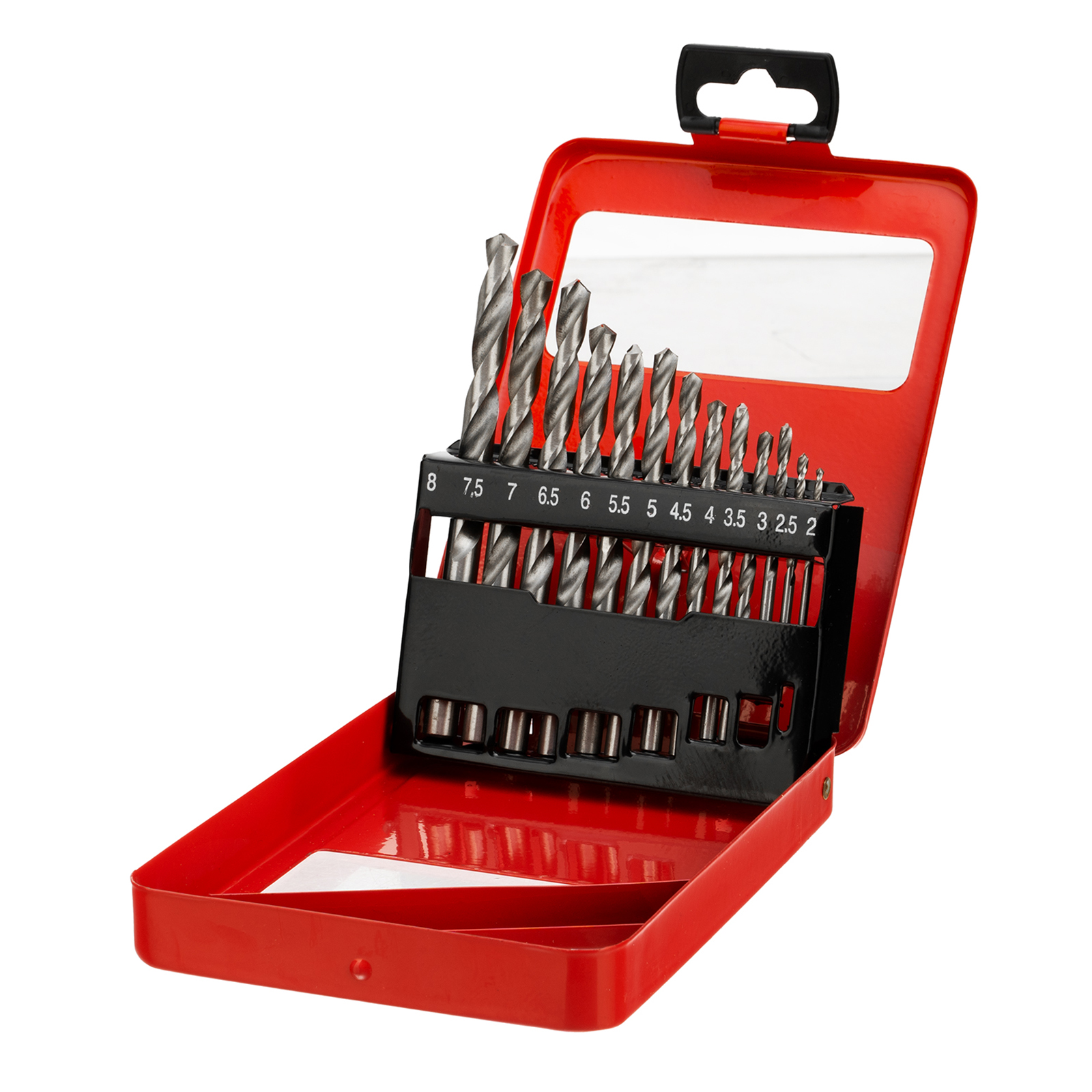 Набор сверл по металлу, 2-8 мм (через 0.5 мм) HSS 13 шт, металлическая коробка, цилиндрический хвостовик Matrix (72387)