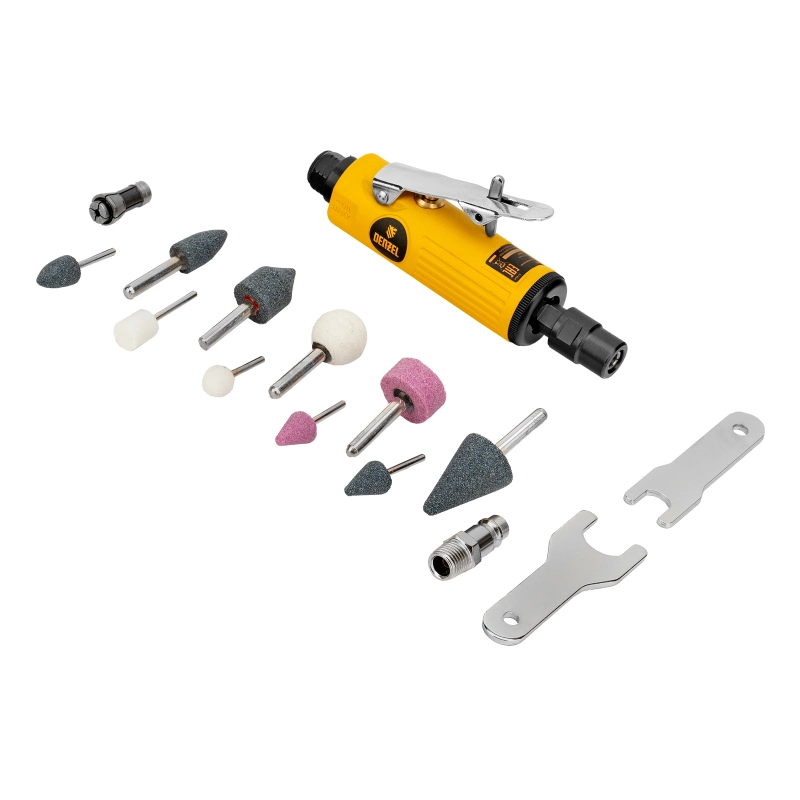 Пневмошлифмашина прямая PGS25000, 25000 об/мин, 10 шлиф. камней, цанга - 3, 6 мм, 113 л/мин Denzel (57464)