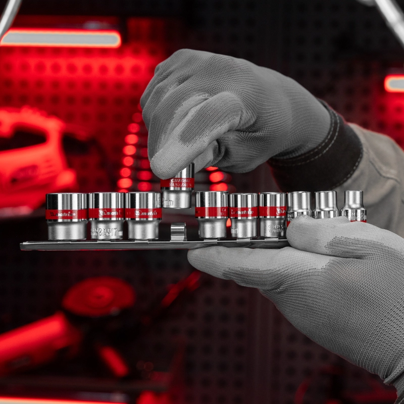 Набор торцевых головок, 3/8", 12 гранные, CrV, 9-19мм, 10 штук Matrix (13595)