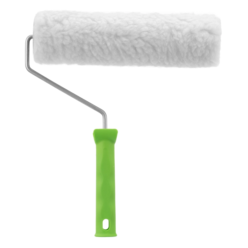 Валик с натуральным мехом, с ручкой, 250 мм, ворс 12 мм, D 48 мм, D ручки 6 мм, Сибртех (80124)