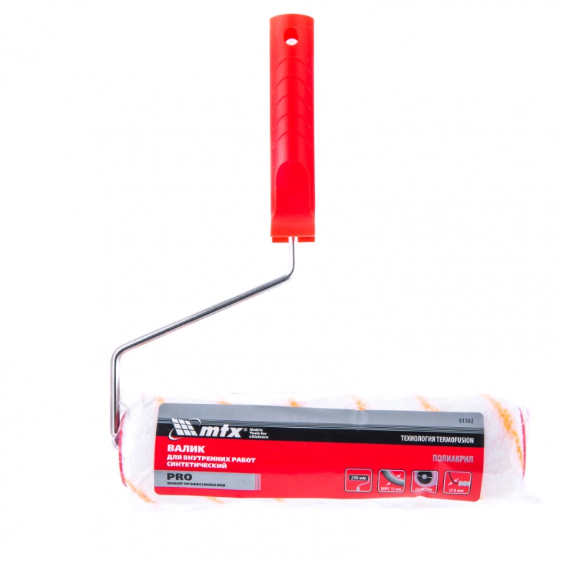 Валик для внутренних работ синтетический Pro, 250 мм, ворс 12 мм, D 48 мм, D ручки 6 мм, полиакрил MTX (81302)