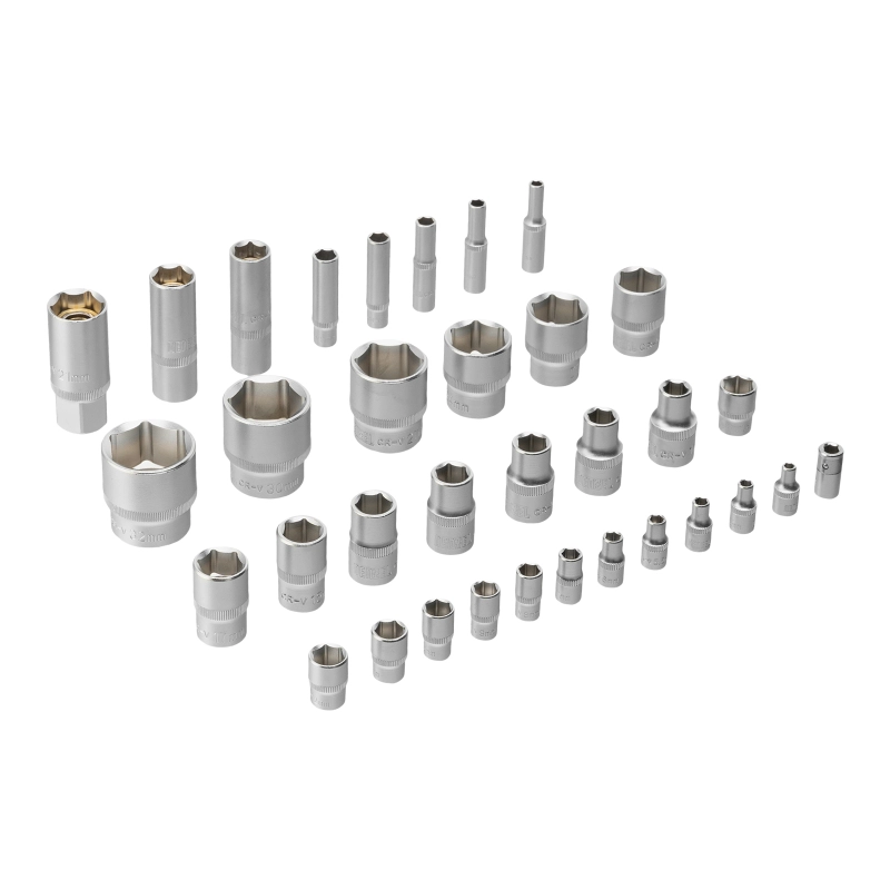 Набор инструментов, 1/2", 1/4", CrV, S2, пластиковый кейс, 84 предмета Denzel (15802)