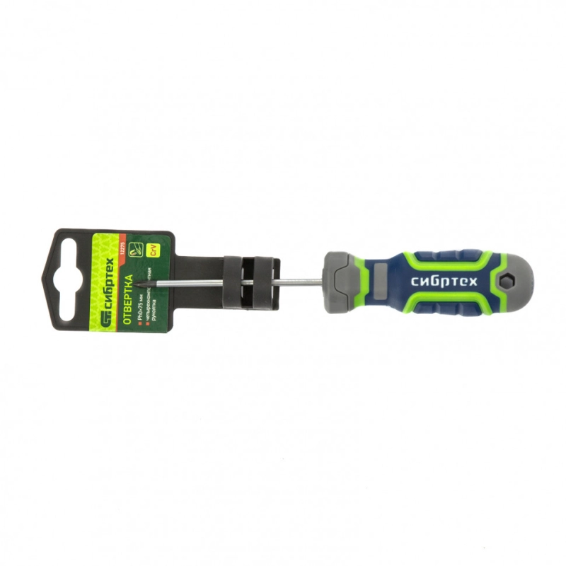 Отвертка PH0 х 75 мм, CrV, четырехкомпонентная рукоятка Сибртех (12275)