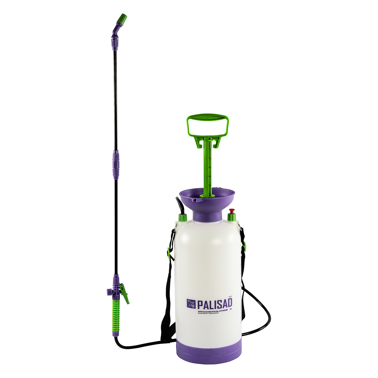 Опрыскиватель ручной усиленный с горловиной 7 л, с насосом, шлангом и разбрызгивателем Palisad (64747)