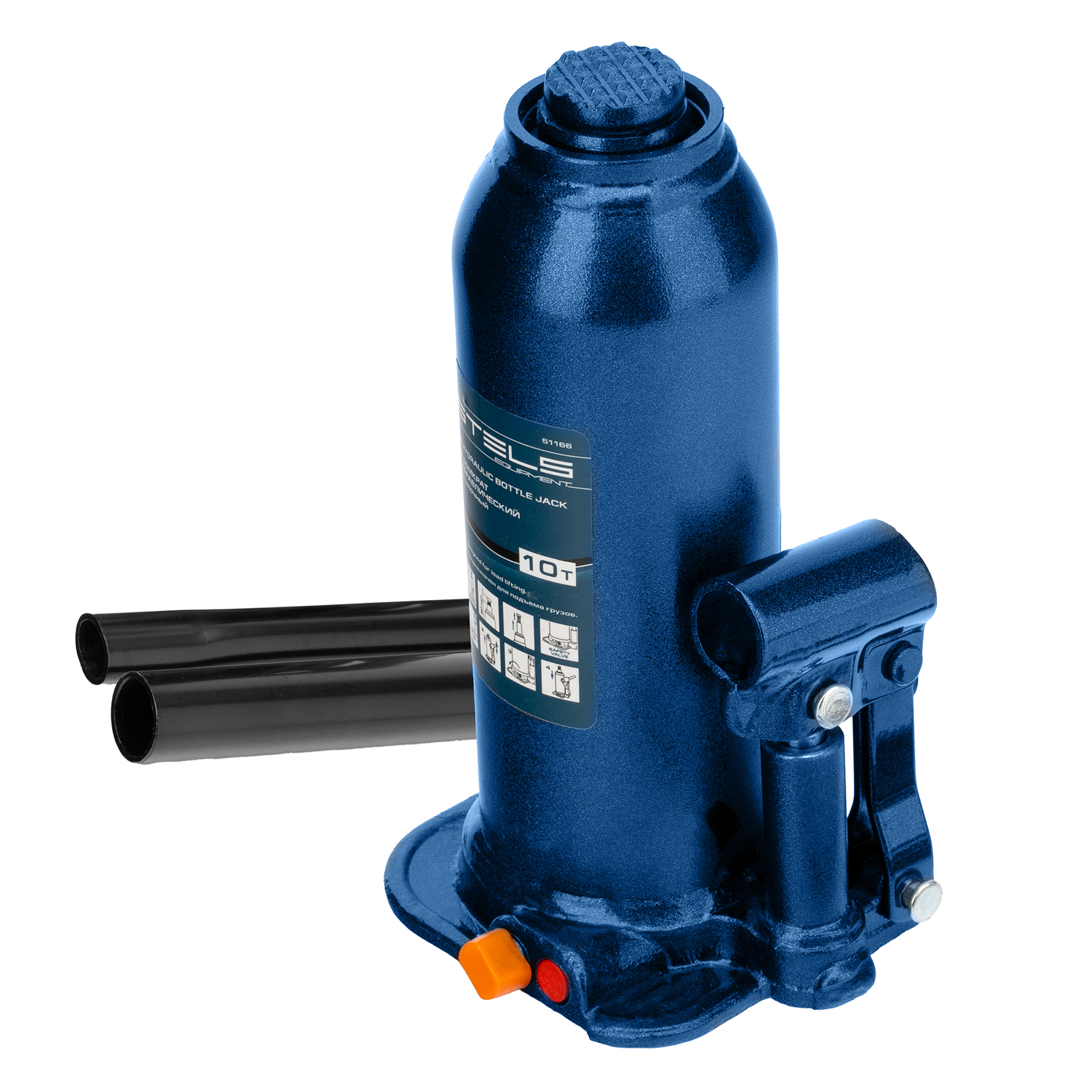 Домкрат гидравлический бутылочный, 10 т, h подъема 222-447 мм Stels (51166)