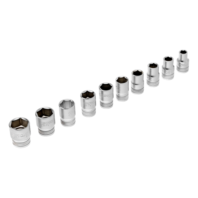Набор торцевых головок, трещотка 120 зубьев, 1/2", CrV, 12 предметов Gross (14138)