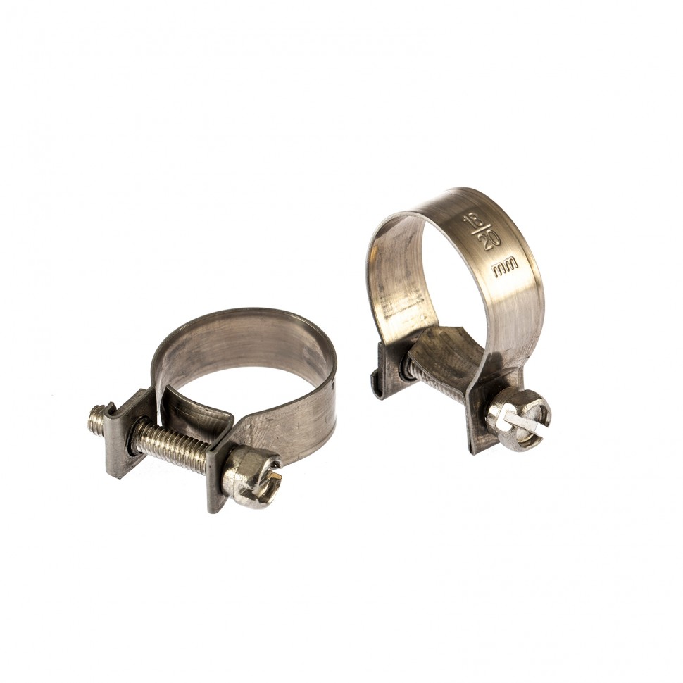 Хомуты металлические, MINI 18-20 мм, ширина 9 мм, винтовой, W4, 2 шт Сибртех (475073)