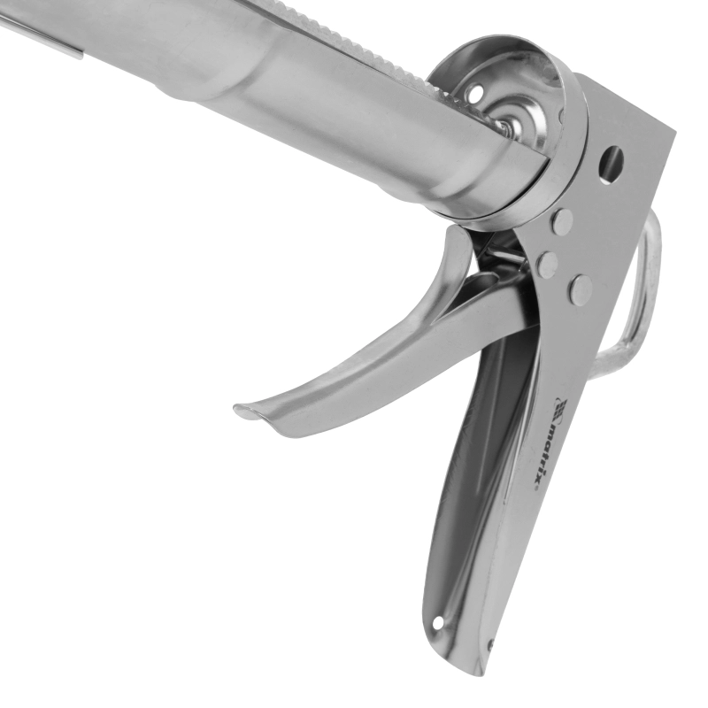 Пистолет для герметика, 310 мл, "полуоткрытый", хромированный, зубчатый шток 7 мм Matrix (88640)