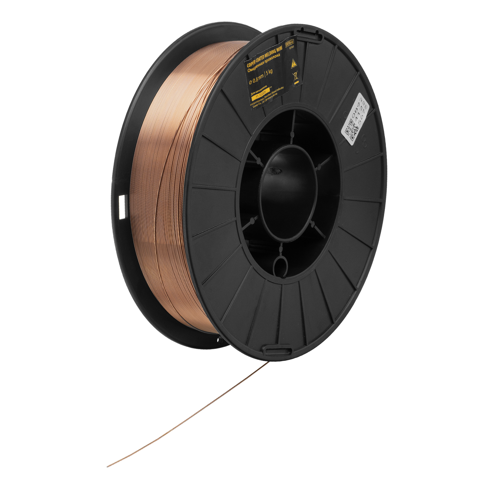 Омедненная проволока ER70S-6, диам. 0,8 мм, 5 кг, диам. катушки D200 Denzel (97541)