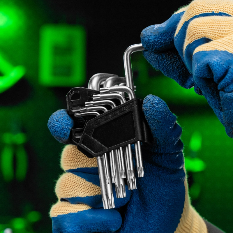 Набор ключей имбусовых Torx-Tempered, TT10-50, CrV, 9 шт. Сибртех (123707)