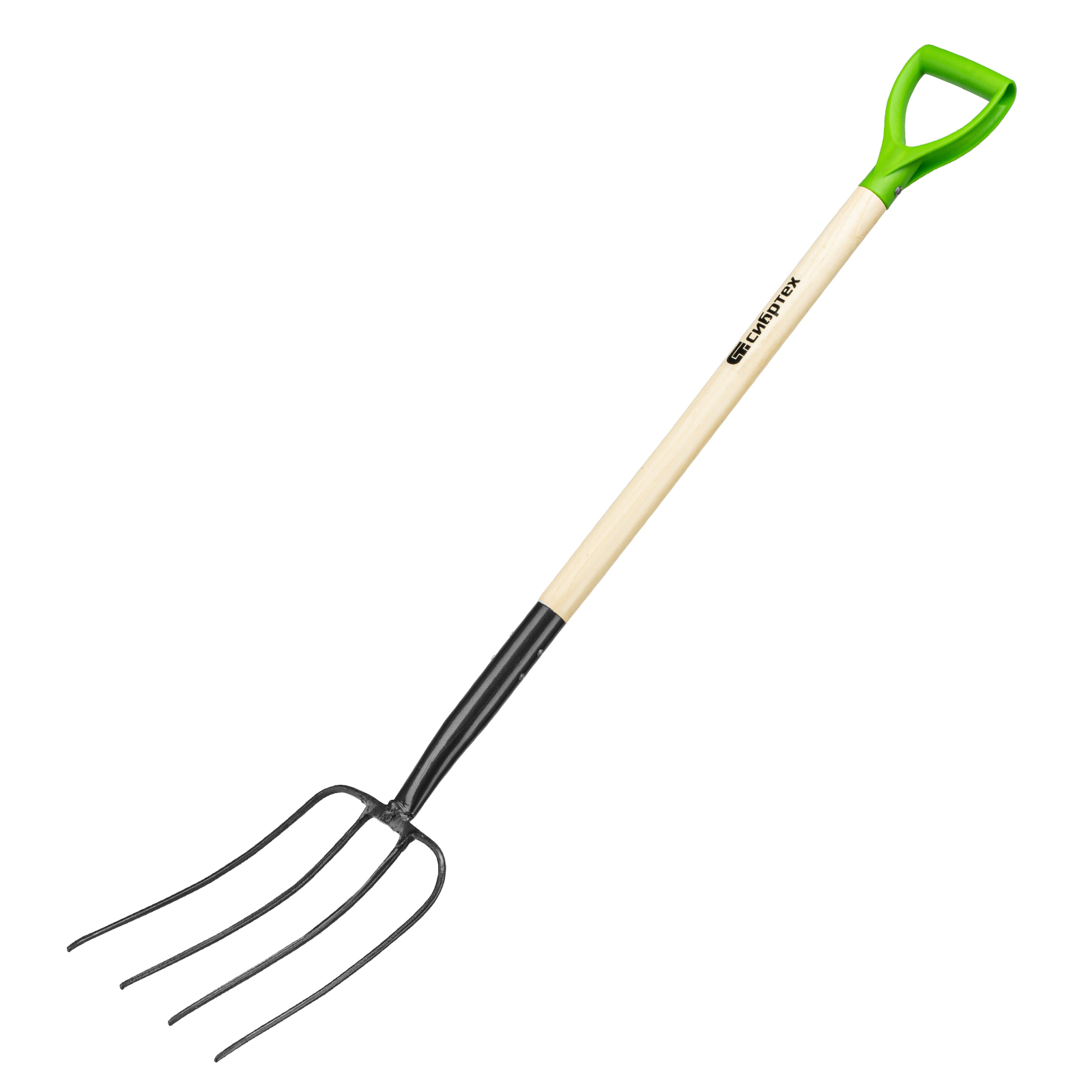 Вилы 4-рогие, сенные, кованые, 210х340х1260 мм, деревянный лакированный черенок Сибртех (61379)