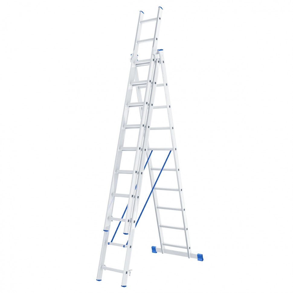 Лестница, 3 х 10 ступеней, алюминиевая, трехсекционная, Сибртех (97820)