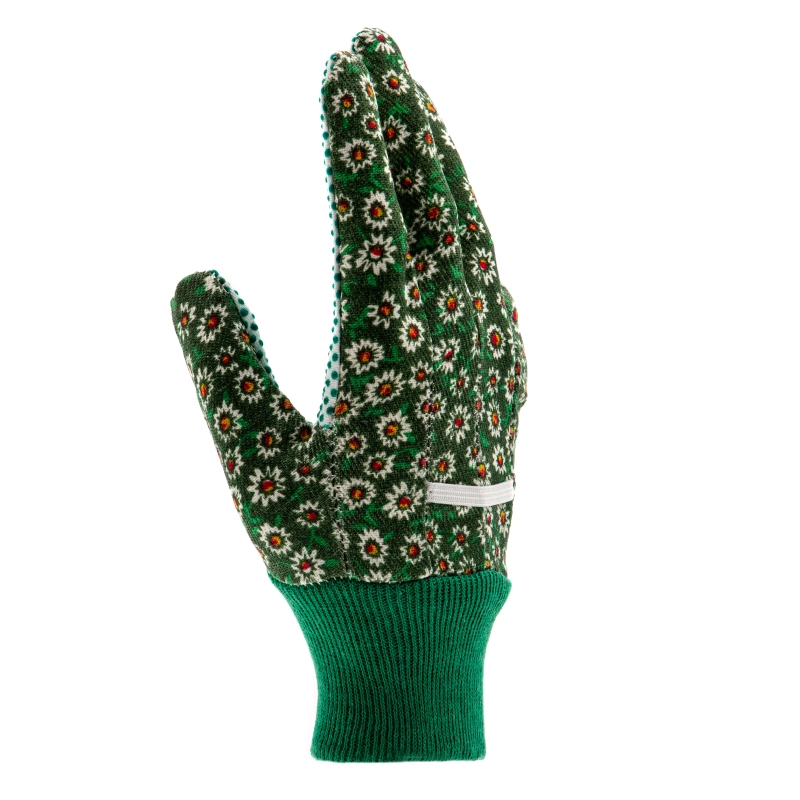 Перчатки садовые х/б ткань с ПВХ точкой, манжет, M Palisad (67762)