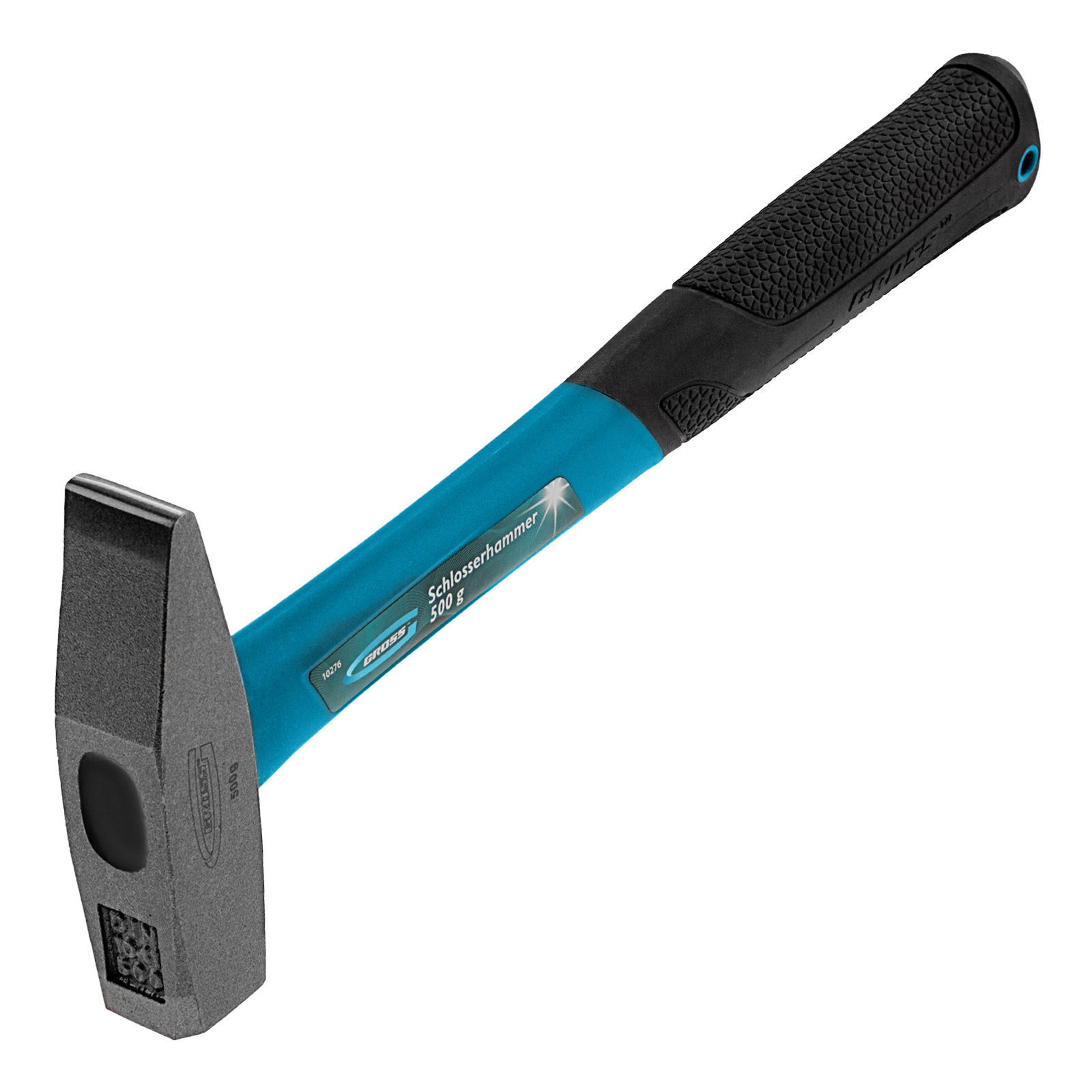 Молоток слесарный, 500 г, квадратный боек, фибергласовая обрезиненная рукоятка Gross (10276)