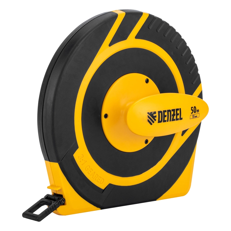 Рулетка геодезическая 50 м х 15 мм, закрытый корпус, фиберглассовая лента Denzel (31292)