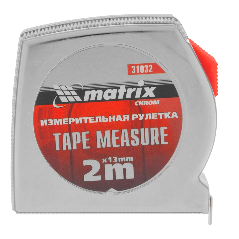 Рулетка Chrom,2 м x 13 мм,хромированный корпус Matrix (31032)