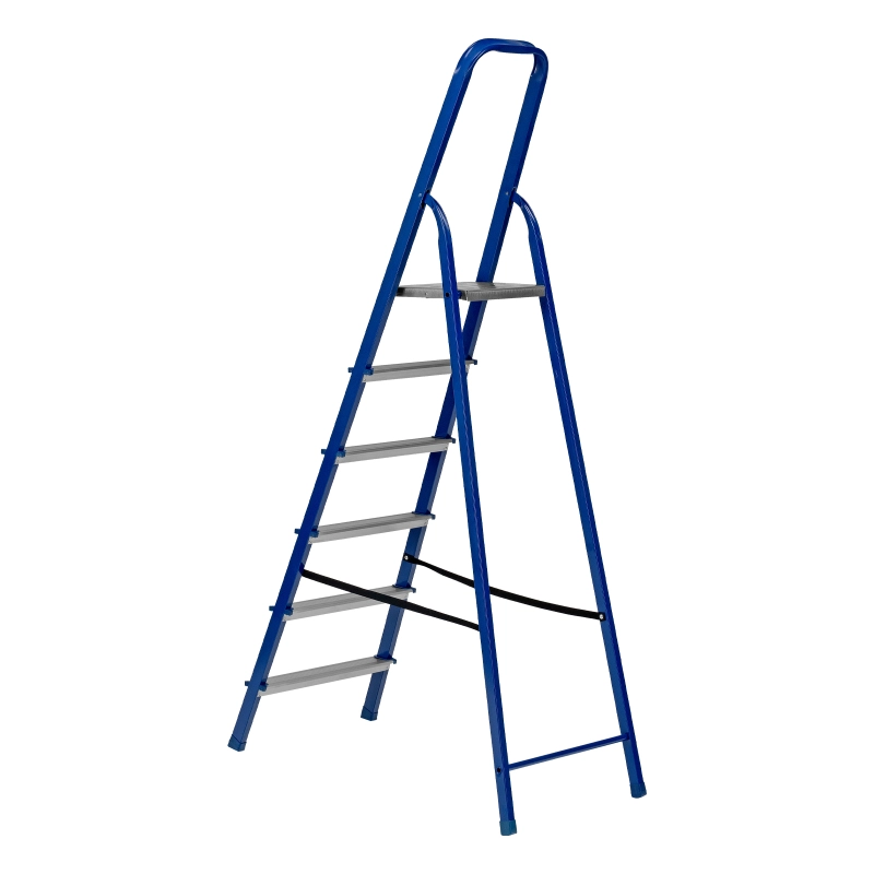 Стремянка, 6 ступеней, стальной профиль, алюминиевые ступени Сибртех (97956)