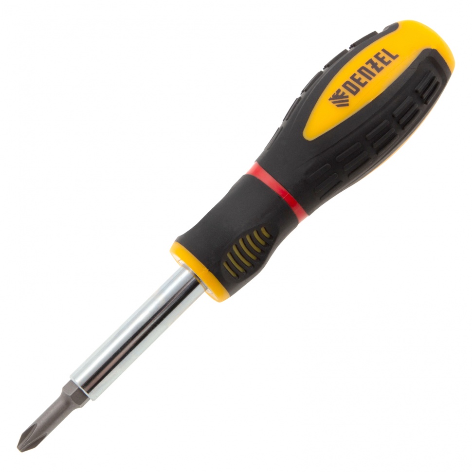 Отвертка комбинированная, SL3/16"-PH1, SL1/4"-PH2, 3-х компонентная рукоятка Denzel (7713381)