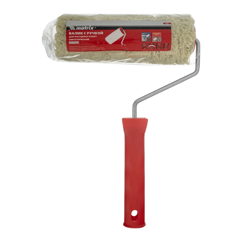 Валик для фасадных работ синтетический, 180 мм, ворс 18 мм, D 36 мм, D ручки 6 мм, полиакрил Matrix (80886)