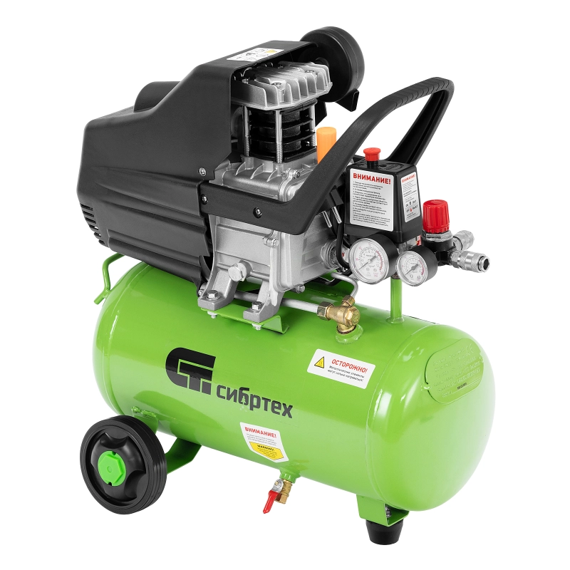 Компрессор воздушный КК-1100/22, 1, 1 кВт, 135 л/мин, 22 л, прямой привод, масляный Сибртех (58036)