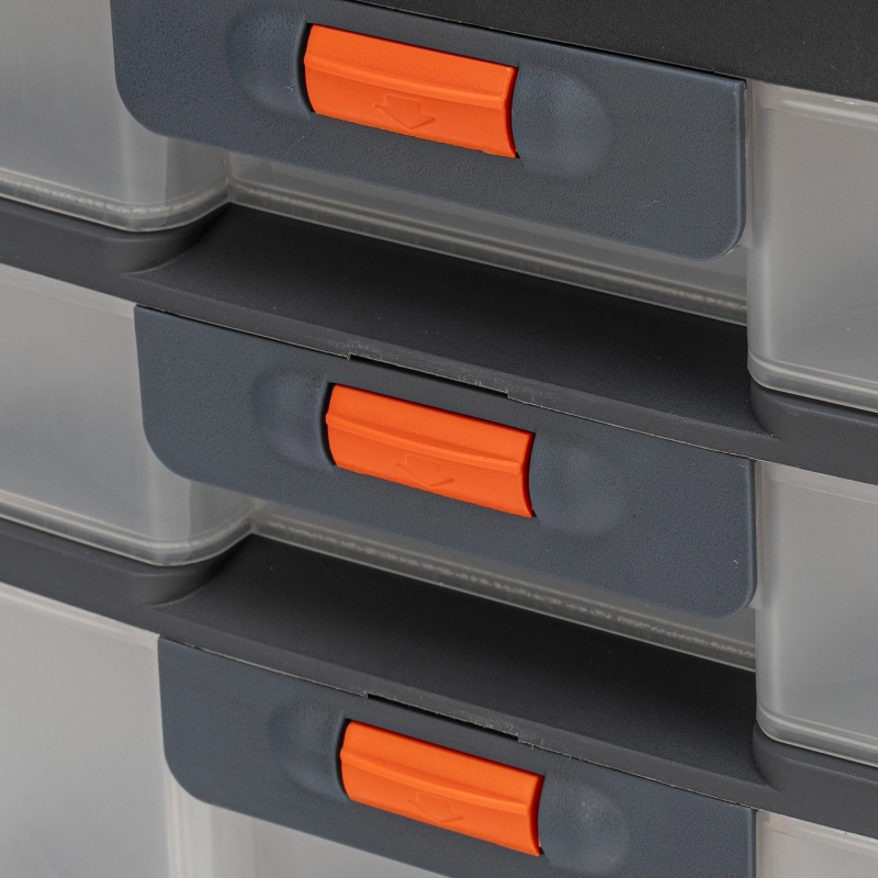 Органайзер для хранения с выдвижными лотками 310х150х260мм, 4 секции, пластик Stels (90728)