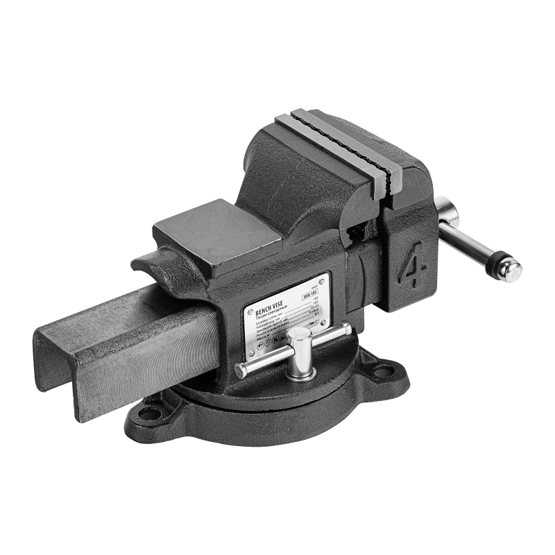 Тиски слесарные BVH-100, 100 мм, поворотные, стальная направляющая, с наковальней //Denzel (18683)