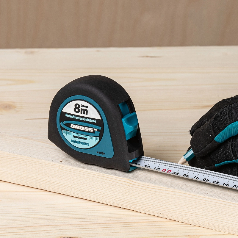 Рулетка "Ergonomisch",8 м x 25 мм,магнитный обрезиненный зацеп Gross (31104)