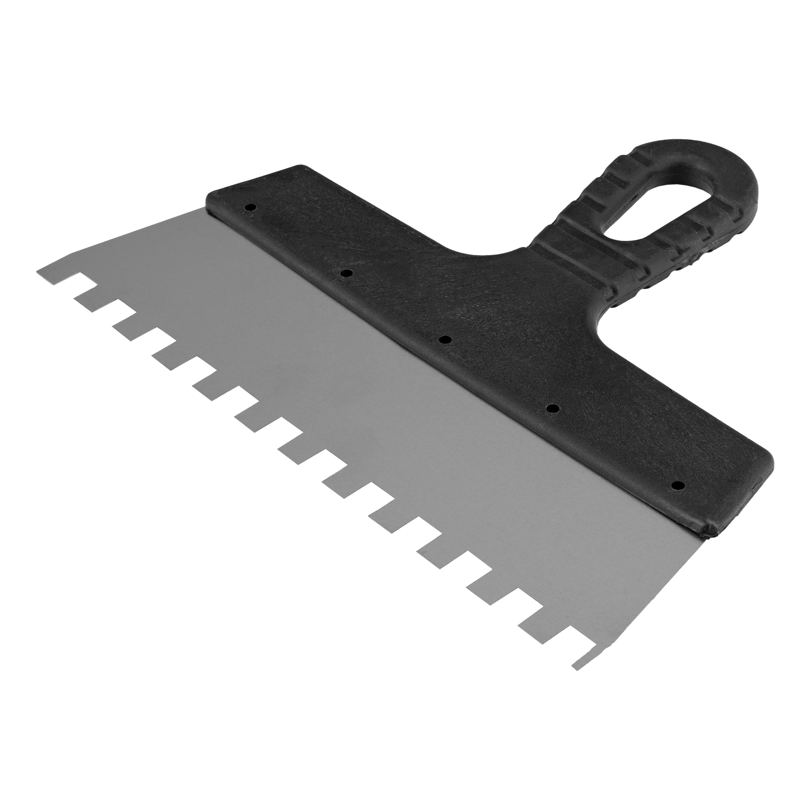 Шпатель из нержавеющей стали, 250 мм, зуб 10 х 10 мм, пластмассовая ручка Sparta (85129)