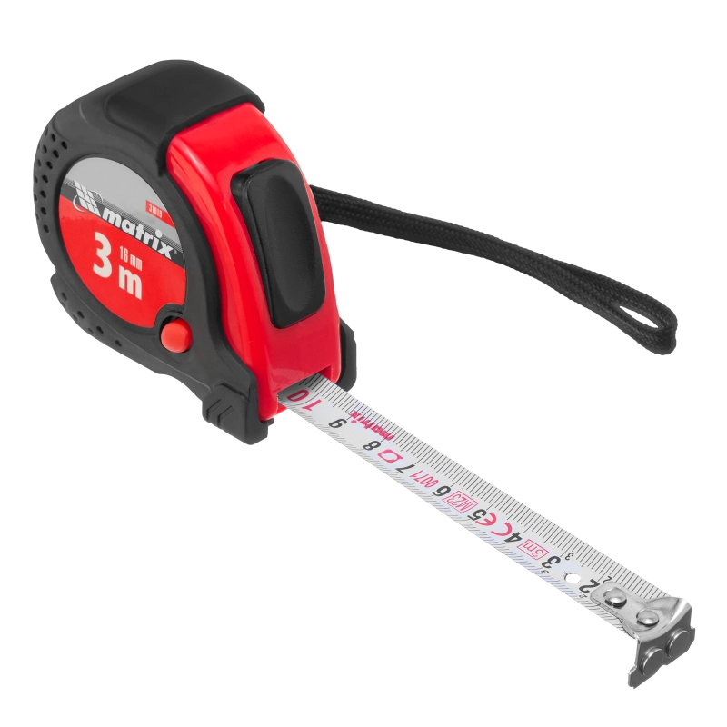 Рулетка Status Magnet fixation,3 м х 16 мм,обрезиненный корпус,зацеп с магнитом Matrix (31019)