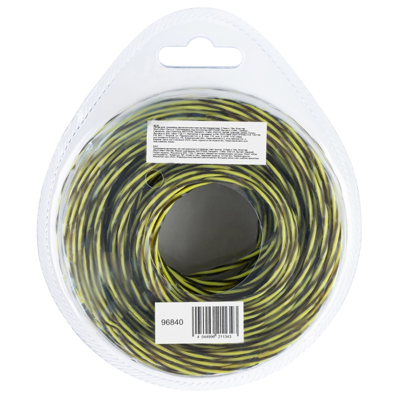 Леска для триммера двухкомпонентная витая квадратная, 2,0мм х 15м, блистер SkyCutter Denzel (96840)